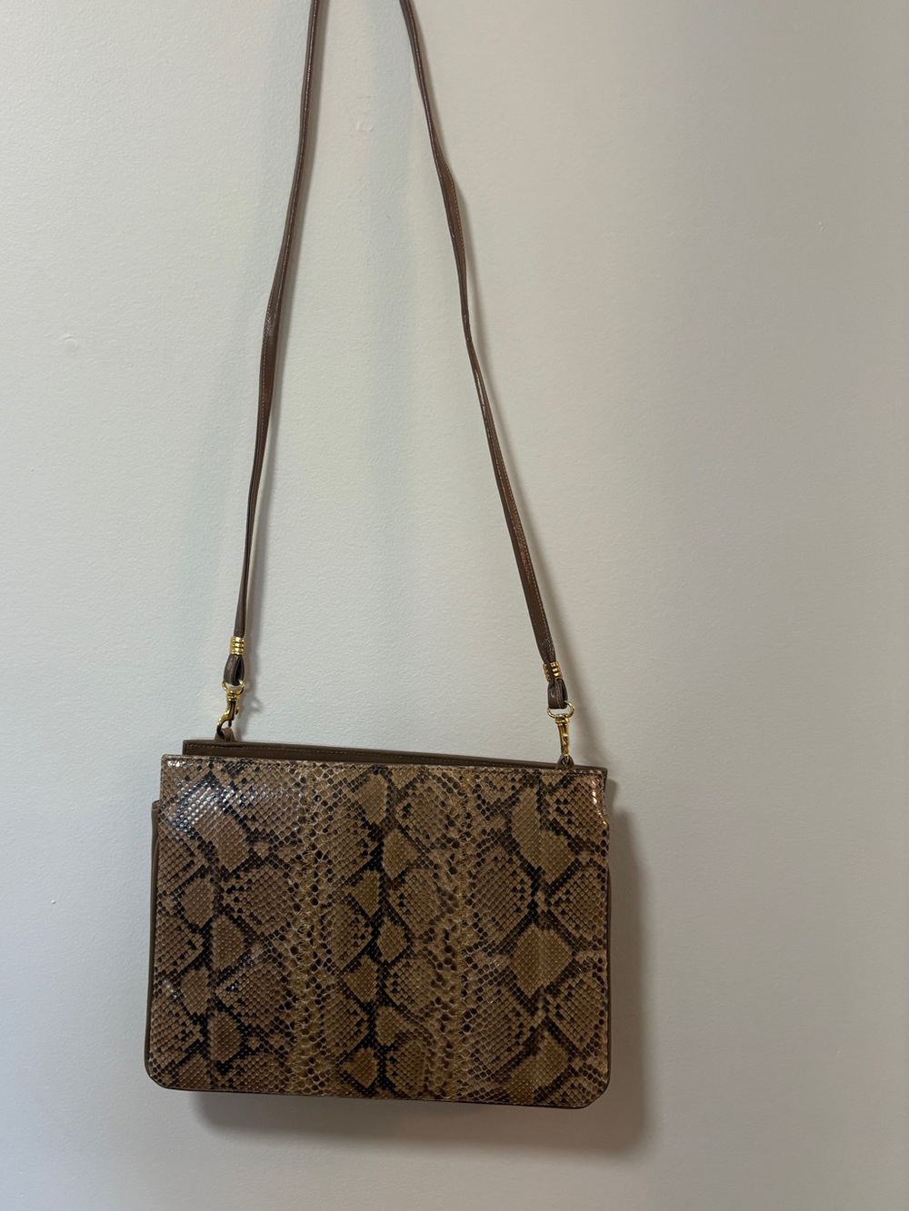Vintage Coret Snake Purse Cross Body Montreal Canada Brown Tan - Picture 2 of 9